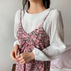 Balloon-sleeve Textured Top