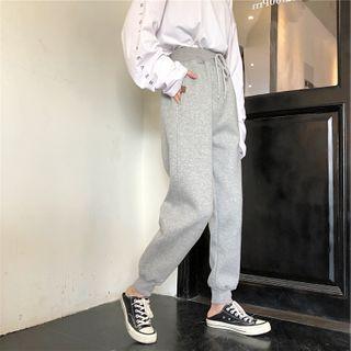 Drawstring Hem Gather-hem Straight-cut Pants