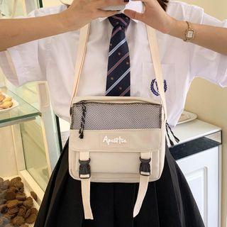 Buckled Letter Embroidered Crossbody Bag