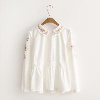 Flower Embroidered Long Sleeve Blouse