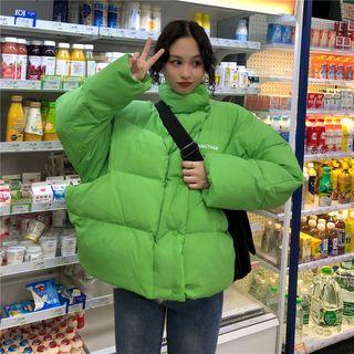 Stand Collar Lettering Padded Jacket