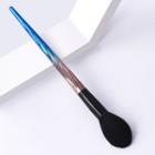 Gradient Print Makeup Brush T-01-529 - 1 Pc - Flame Head Brush - Handle - Blue & Silver - One Size