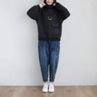 Turtleneck Plain Sweatshirt Black - One Size