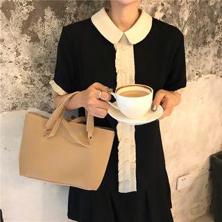 Lace Trim A-line Dress Black - One Size