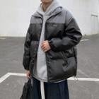 Color-block Faux-leather Padded Parka