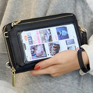 Pvc Panel Faux Leather Wristlet