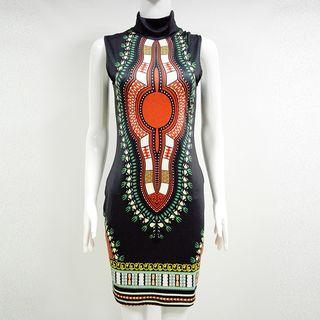 Patterned High Neck Tank Dress