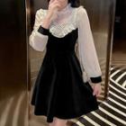 Beaded Ruffle Panel Mini A-line Dress