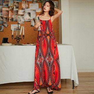 Patterned Maxi Sundress Red - One Size