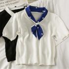 Dotted Shawl-collar Knit Polo Shirt