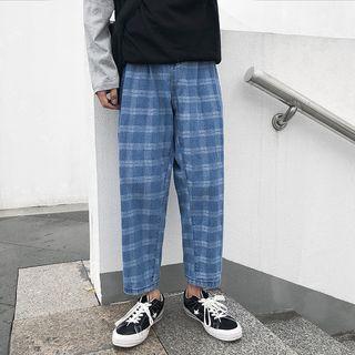 Straight-cut Checked Jeans