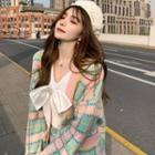 Plaid Cardigan / A-line Skirt / Blouse