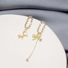 Asymmetrical Drop Earring 1 Pair - E4646 - Gold & White - One Size