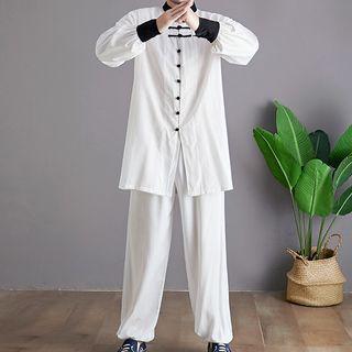 Set: Contrast Trim Shirt + Pants