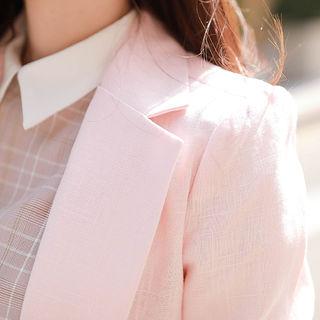 One-button Ramie Long Blazer