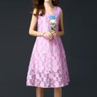 Set: Jacquard Sleeveless Dress + Light Jacket