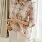 Two-way Tab-sleeve Plaid Shirt