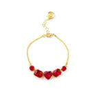 Fashion Simple Plated Gold Geometric Red Cubic Zirconia Bracelet Golden - One Size