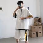 Set: Short-sleeve Logo Zip-up T-shirt + Shorts