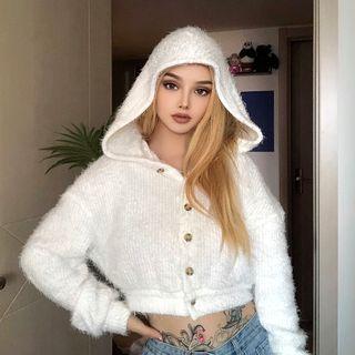 Hooded Fuzzy Cardigan