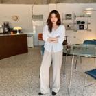 Drawcord Wide-leg Dress Pants
