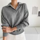 Cashmere Blend Knit Polo Shirt Gray - One Size