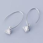 925 Sterling Silver Triangle Rhinestone Dangle Earring 1 Pair - S925 Silver - Silver - One Size