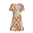 Short-sleeve Mini Printed Chiffon Dress
