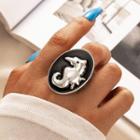 Seahorse Disc Ring 17951 - Black & Silver - One Size