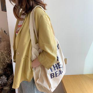 Lettering Canvas Tote White - One Size