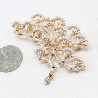 Faux Pearl & Tree Branch Brooch