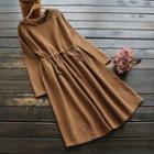 Hooded Long-sleeve A-line Knit Dress