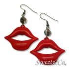 Sexy Lips With Chic Black Crystal Dangle Earrings Black - One Size