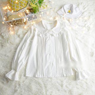Pintuck Puff-sleeve Blouse