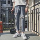 Loose-fit Distressed Ankle Jeans