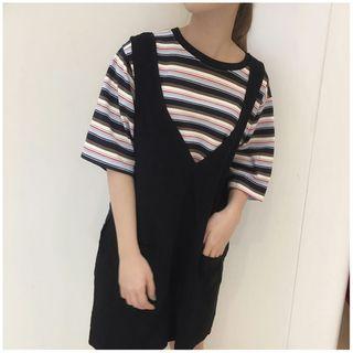 Plain V-neck Short Dungaree