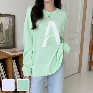 Drop-shoulder Alphabet T-shirt