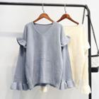 V-neck Ruffle Sweater