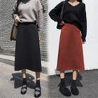 High-waist Slit A-line Midi Skirt