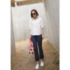 Puff-sleeve Eyelet-lace Blouse