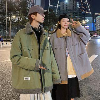 Color Block Applique Zipped Jacket