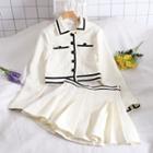 Set Of 2: Color Block Bolero Jacket + Pleated Skirt