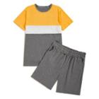 Set: Short-sleeve Paneled T-shirt + Shorts