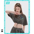 Drawstring-hem Crop T-shirt