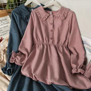 Ruffle-trim Midi Shirtdress In 6 Colors