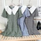 Checker Peter Pan-collar Midi Dress