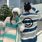 Smiley Face Striped Cardigan