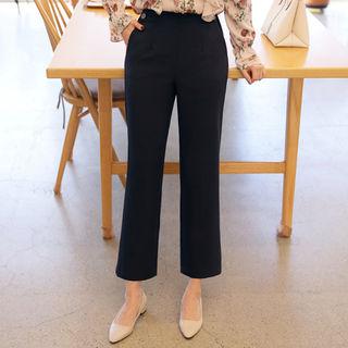 Button-trim Wide-leg Dress Pants