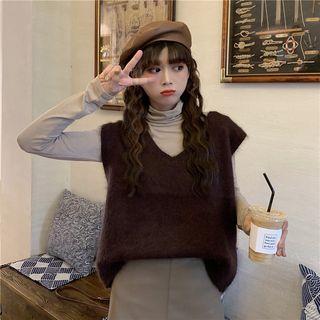 Long Sleeve Turtleneck Top / V-neck Vest