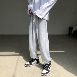 Drawstring Plain Tie-ankle Sweatpants